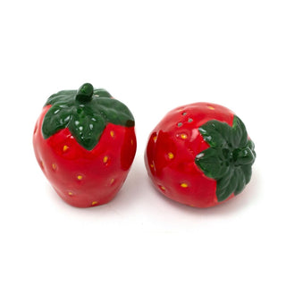 Strawberry Salt & Pepper Shakers | Novelty Fruit Ceramic Cruet Set with Tray