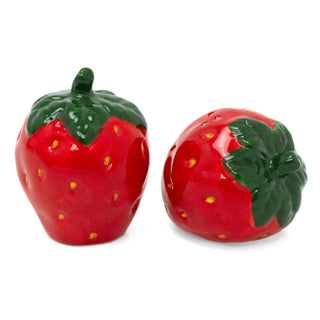 Strawberry Salt & Pepper Shakers | Novelty Fruit Ceramic Cruet Set with Tray