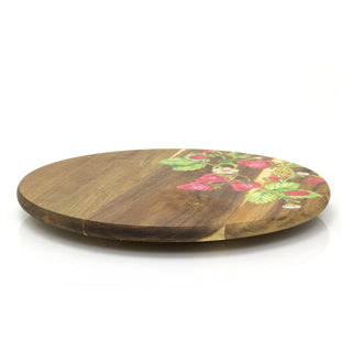 Strawberry Wooden Lazy Susan | Acacia Wood Rotating Serving Platter - 35cm