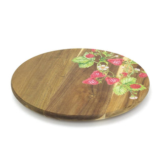 Strawberry Wooden Lazy Susan | Acacia Wood Rotating Serving Platter - 35cm