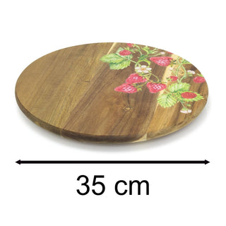 Strawberry Wooden Lazy Susan | Acacia Wood Rotating Serving Platter - 35cm