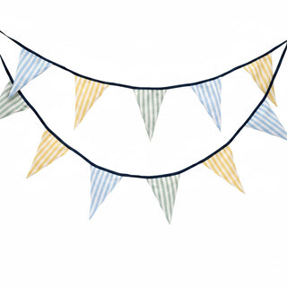 Striped Fabric Bunting 3.2m 12 Flag Pennant Banner Garden Party Decoration