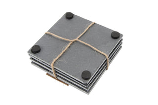 Stunning Set Of Four Slate Square Drinks Coasters