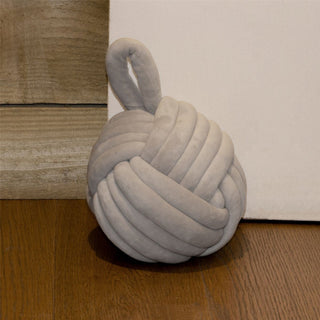 Stylish Grey Chunky Fabric Nautical Knot Doorstop | Nautical Seaside Monkey's Fist Door Stop | Decorative Grey Beach Knot Door Stopper Ball