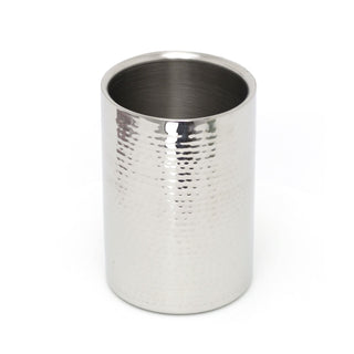 Stylish Hammered Silver Stainless Steel Bottle Wine Cooler | Prosecco Chiller Champagne Wine Ice Bucket | Double Walled Wine Bottle Holders