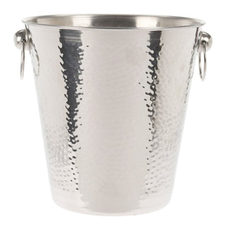 Stylish Hammered Silver Stainless Steel Champagne Bucket With Handles Bottle Wine Cooler | Prosecco Chiller Wine Champagne Ice Bucket | Champagne Bottle Holders