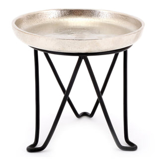 Stylish Silver Metal Candle Holder | Decorative Pillar Candle Display Dish | Tealight Candle Tray On Legs
