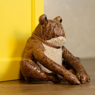 Tad Frog Doorstop | Novelty Faux Leather Toad Shaped Animal Door Stop - 24cm