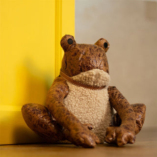 Tad Frog Doorstop | Novelty Faux Leather Toad Shaped Animal Door Stop - 24cm
