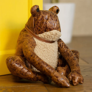 Tad Frog Doorstop | Novelty Faux Leather Toad Shaped Animal Door Stop - 24cm