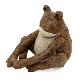 Tad Frog Doorstop | Novelty Faux Leather Toad Shaped Animal Door Stop - 24cm