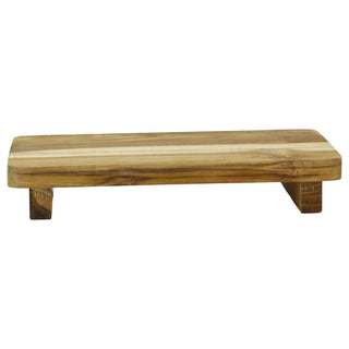 Teakwood Decorative Riser 31.5cm, Footed Natural Wood Display Stand