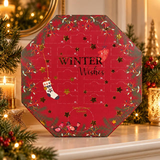 Tealight Candle Christmas Advent Calendar, 24 Tealights with Glass Holder