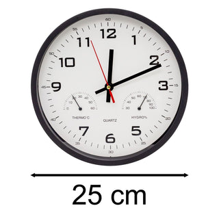 Temperature Humidity Wall Clock | Round Hygrometer Thermometer Wall Clock - 25cm