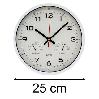 Temperature Humidity Wall Clock | Round Hygrometer Thermometer Wall Clock - 25cm