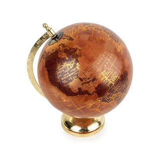 Terracotta & Gold Desk Globe | Decorative Vintage - Style World Globe Ornament