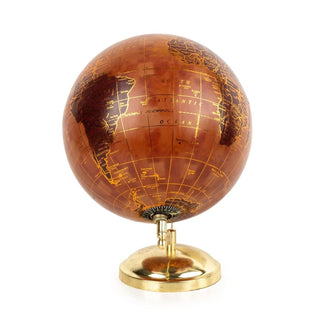 Terracotta & Gold Desk Globe | Decorative Vintage - Style World Globe Ornament