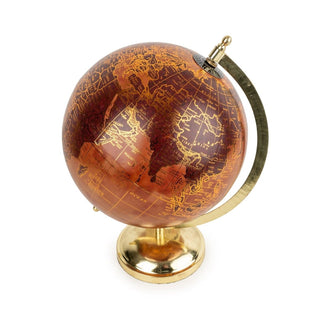 Terracotta & Gold Desk Globe | Decorative Vintage - Style World Globe Ornament