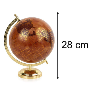 Terracotta & Gold Desk Globe | Decorative Vintage - Style World Globe Ornament