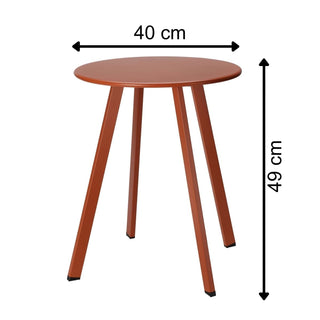 Terracotta Metal Garden Coffee Table, 49x40cm Round Outdoor Side Table