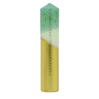 The Colour Emporium Crushed Emerald Hand - dipped Christmas Advent Pillar Candle
