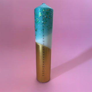 The Colour Emporium Crushed Emerald Hand - dipped Christmas Advent Pillar Candle