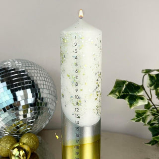 The Colour Emporium Gilded Silver Hand - dipped Christmas Advent Pillar Candle
