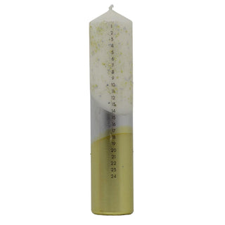 The Colour Emporium Gilded Silver Hand - dipped Christmas Advent Pillar Candle
