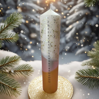 The Colour Emporium Gilded Silver Hand - dipped Christmas Advent Pillar Candle