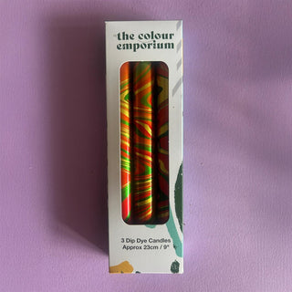 The Colour Emporium Set of 3 Metallic Hand - dipped Marbled Christmas Candles