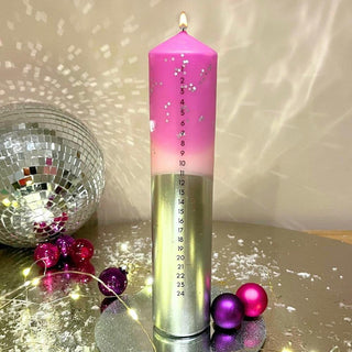 The Colour Emporium Stardust Blush Hand - dipped Christmas Advent Pillar Candle