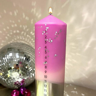 The Colour Emporium Stardust Blush Hand - dipped Christmas Advent Pillar Candle