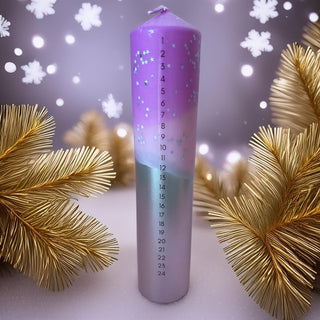 The Colour Emporium Stardust Blush Hand - dipped Christmas Advent Pillar Candle