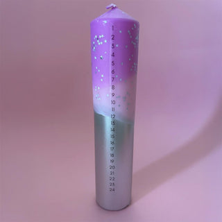 The Colour Emporium Stardust Blush Hand - dipped Christmas Advent Pillar Candle