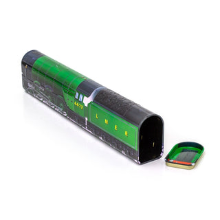 The Flying Scotsman Train Tin | Green Metal Steam Train Shaped Storage Tin 33cm
