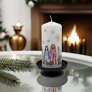 The Nativity Christmas Pillar Candle | Festive Candle with Wise Men - 13cm