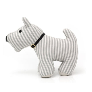 Toby Striped Scottie Dog Doorstop | Grey Stripey Fabric Dog Door Stop - 32cm
