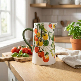 Tomato Jug | Large 1.5 Litre Ceramic Serving Jug Vine Tomatoes Flower Vase