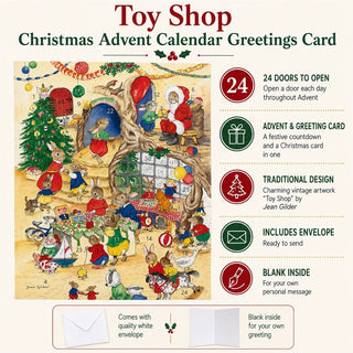 Toy Shop Christmas Advent Calendar Greetings Card, A5 Woodland Animal Design
