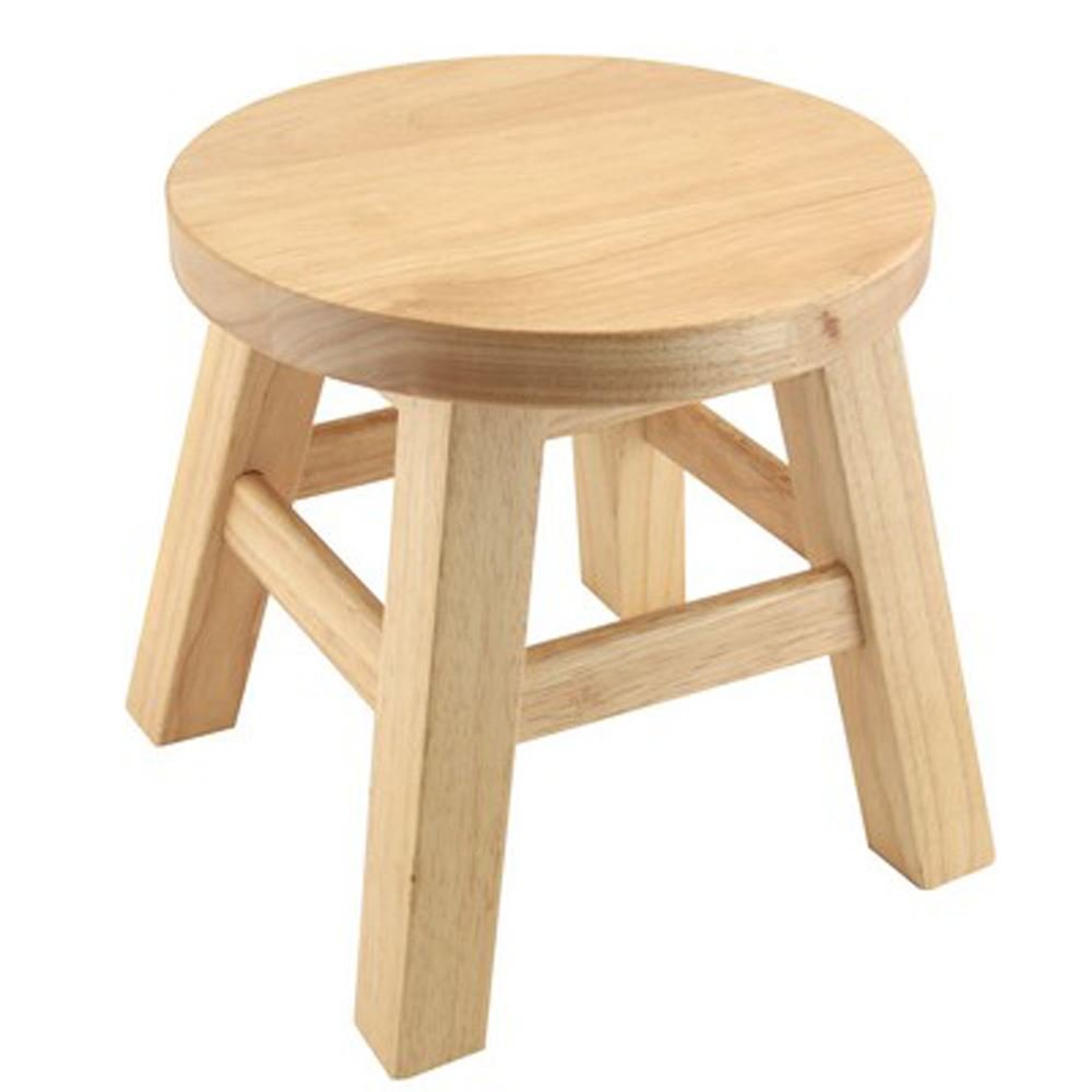 Traditional Childrens Wooden Stool Small Round Plain Wood Kids Step Stool Seat