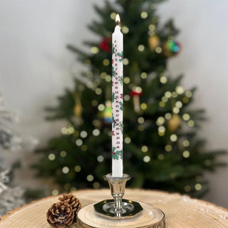 Traditional Countdown To Christmas Advent Dinner Candle - Holly And The Ivy Design (Regular Size)