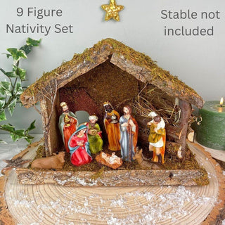 Traditional Nativity Set With 9 Detailed Figurines