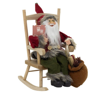 Traditional Santa Claus in Rocking Chair | Rustic Father Christmas Figurine
