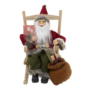 Traditional Santa Claus in Rocking Chair | Rustic Father Christmas Figurine