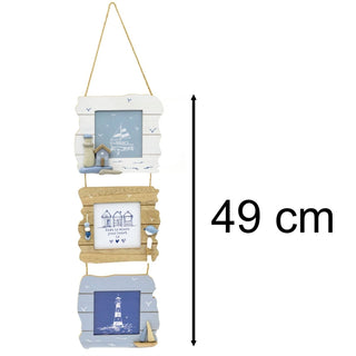 Triple Hanging Nautical Photo Frame | 3 Aperture Picture Frame Collage Frame