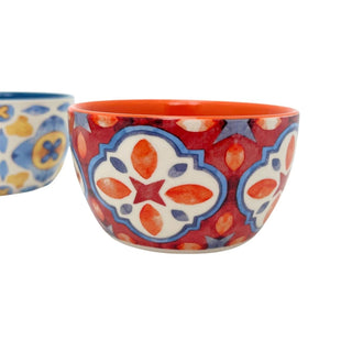Tuscany Set of 2 Ceramic Snack Bowls with Wooden Paddle Serving Tray - 25cm
