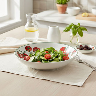 Vine Tomato Pasta Bowl, 20cm Mediterranean Ceramic Shallow Serving Bowl