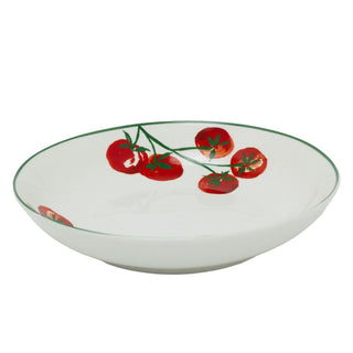 Vine Tomato Pasta Bowl, 20cm Mediterranean Ceramic Shallow Serving Bowl