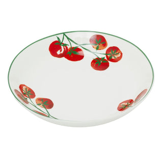 Vine Tomato Pasta Bowl, 20cm Mediterranean Ceramic Shallow Serving Bowl