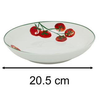 Vine Tomato Pasta Bowl, 20cm Mediterranean Ceramic Shallow Serving Bowl